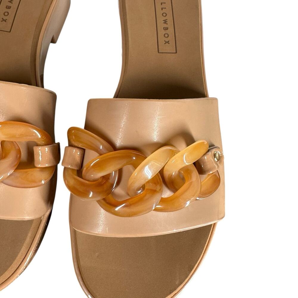 Yellow Box Aulani Jelly Slides Sandals Womens 7 Nude Almond Tan Resin Chain - Picture 3 of 12